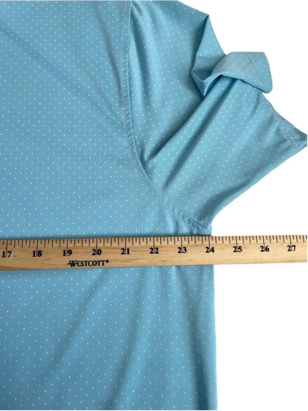 FootJoy Golf Performance Polo Shirt Mens Large Sky Blue Polka Dot Print